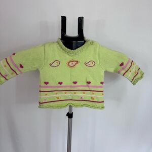Vintage Carter’s Baby Girl Knit Sweater 12 Months Y2K Green Birds